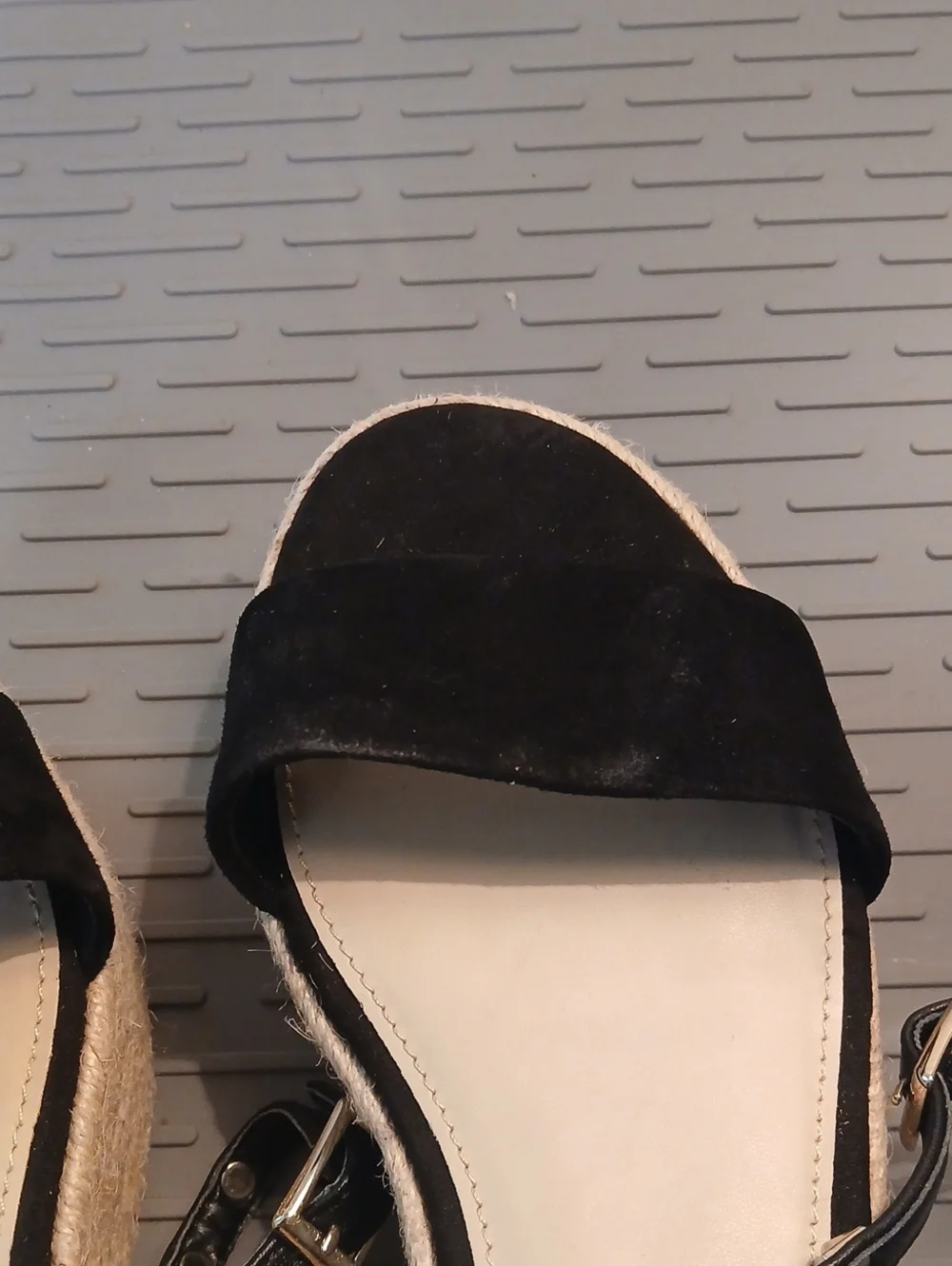 Marc Fisher Black Suede Studded Espadrille Sandals Size 6.5